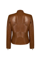 Molly Woman Camel Short Leather Jacket | Derimod