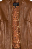 Molly Woman Camel Short Leather Jacket | Derimod