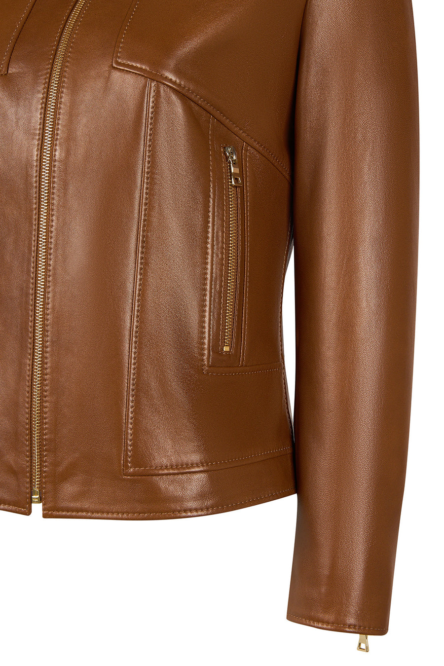 Molly Woman Camel Short Leather Jacket