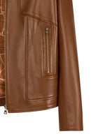Molly Woman Camel Short Leather Jacket | Derimod