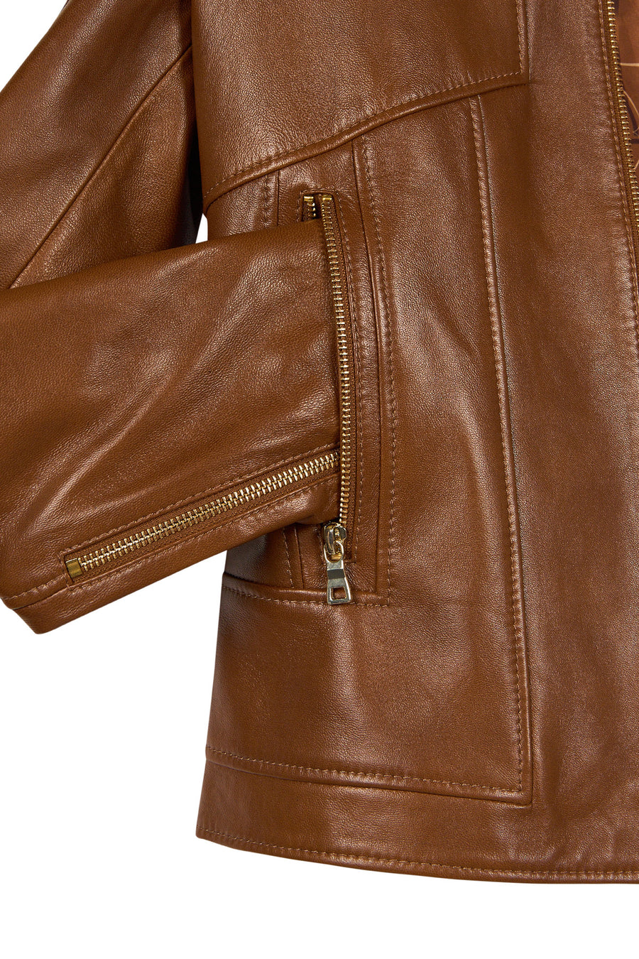 Molly Woman Camel Short Leather Jacket