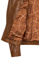 Molly Woman Camel Short Leather Jacket | Derimod
