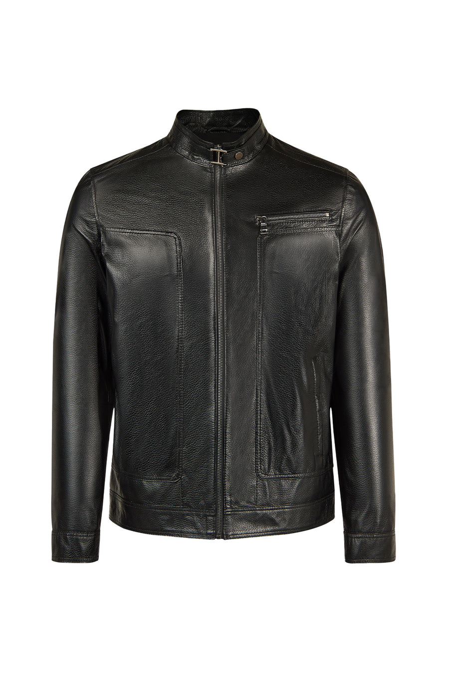 Felibe Male Black Mandarin Collar Leather Jacket 26SGE643231 | Derimod