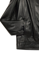 Felibe Male Black Mandarin Collar Leather Jacket | Derimod