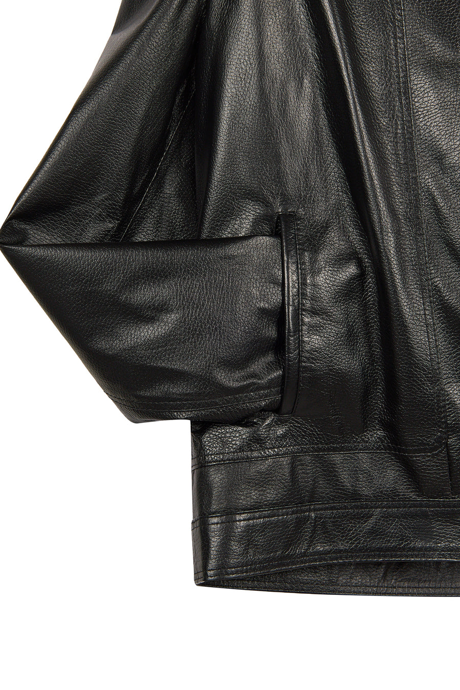 Felibe Male Black Mandarin Collar Leather Jacket