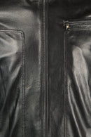Felibe Male Black Mandarin Collar Leather Jacket | Derimod