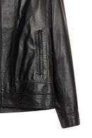 Felibe Male Black Mandarin Collar Leather Jacket | Derimod