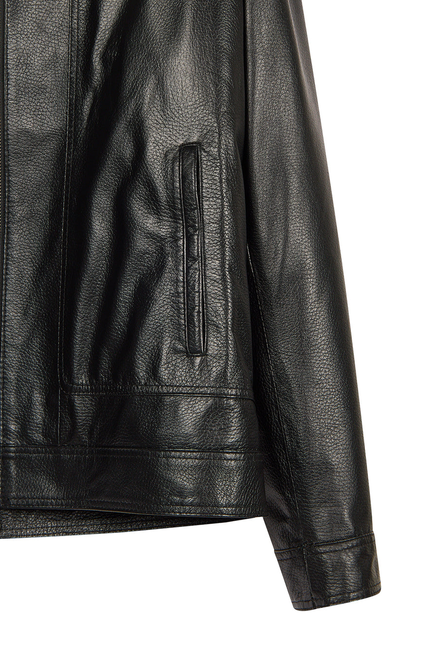 Felibe Male Black Mandarin Collar Leather Jacket