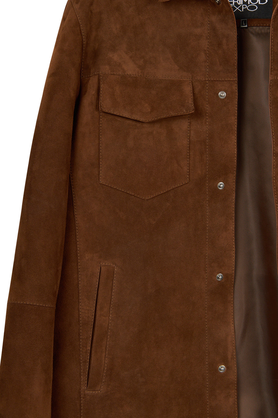 Matias Male Brown Suede Leather Shirt Jacket
