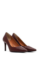 Women's Burgundy Thin Heeled Leather Stiletto | Derimod