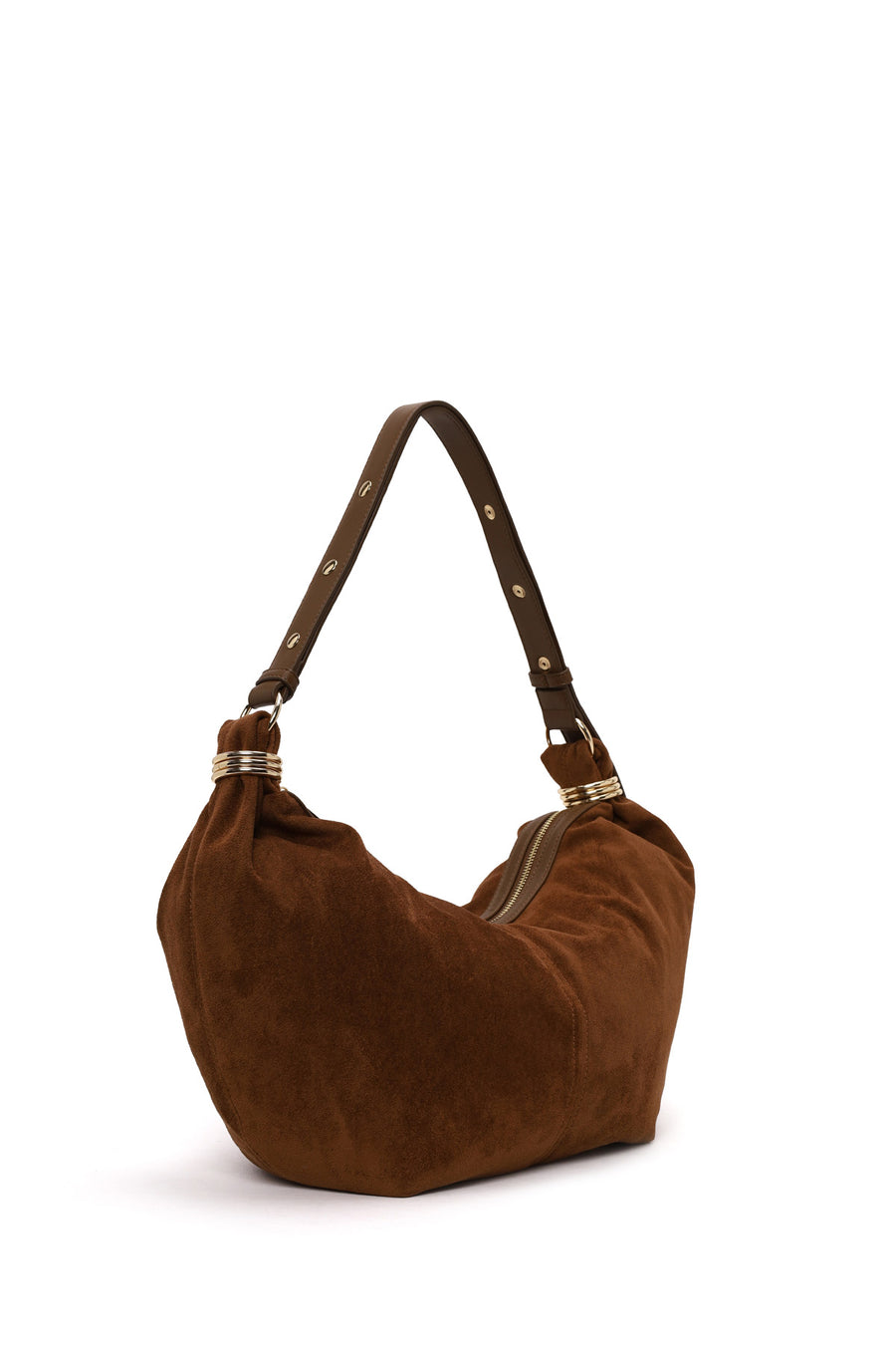 Woman Camel Suede Shoulder Bag