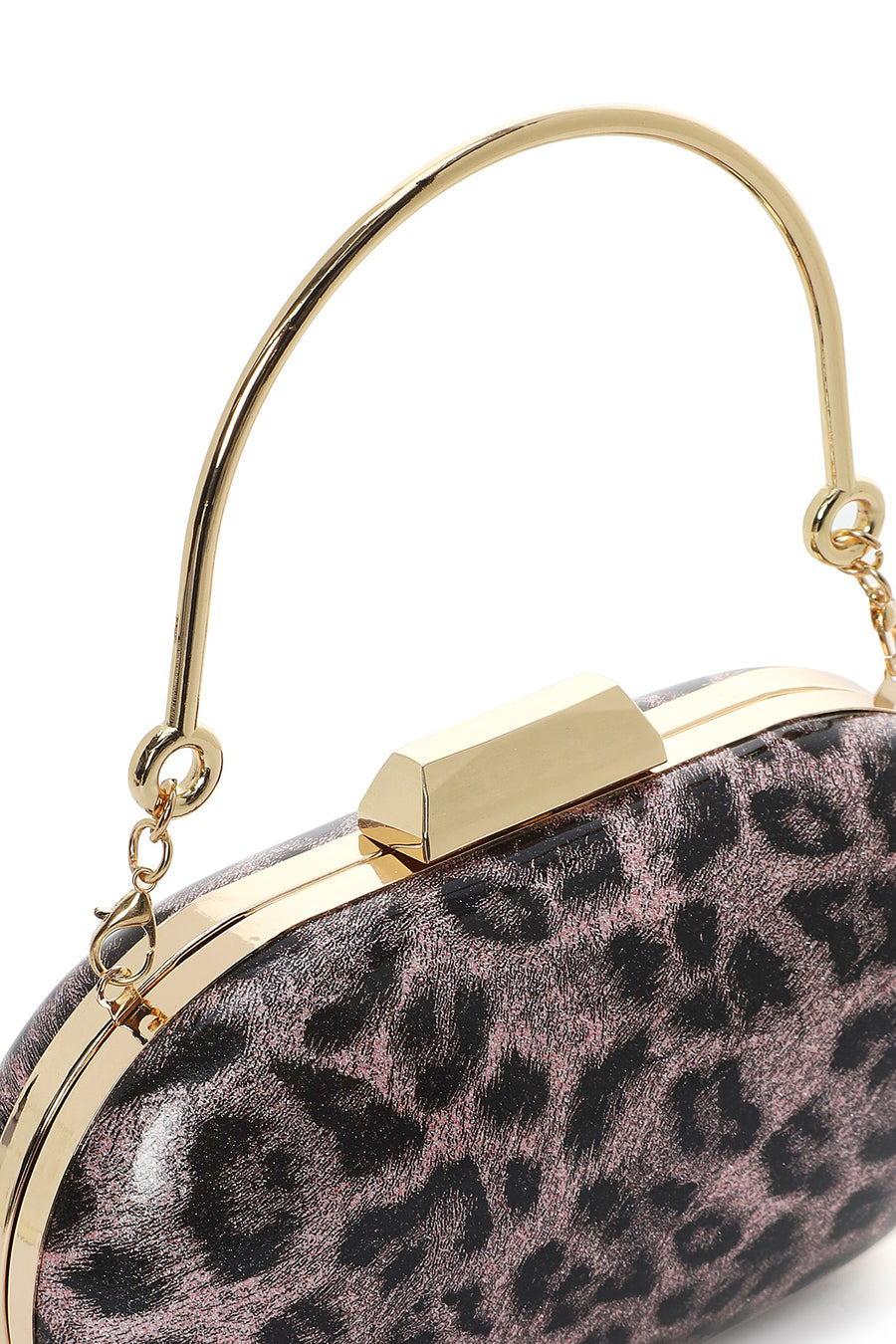 Women's Pink Leopard Pattern Long Strap Mini Clutch Evening Bag