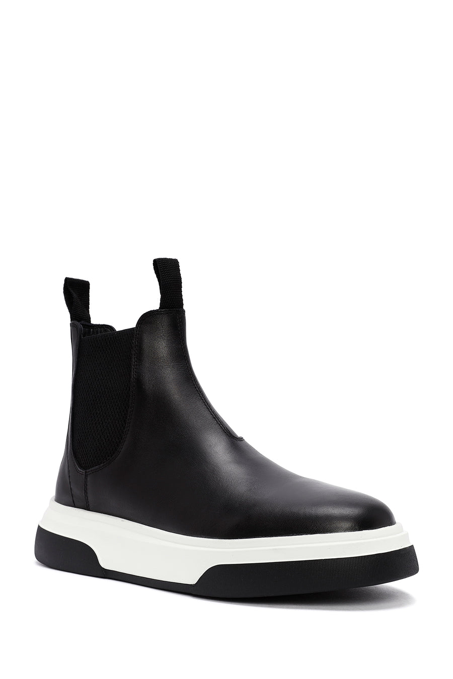 Men's Black Thick Sole Leather Casual Chelsea Boots