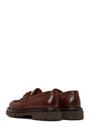 Men's Brown Buckled Thick-Soled Leather Loafer | Derimod