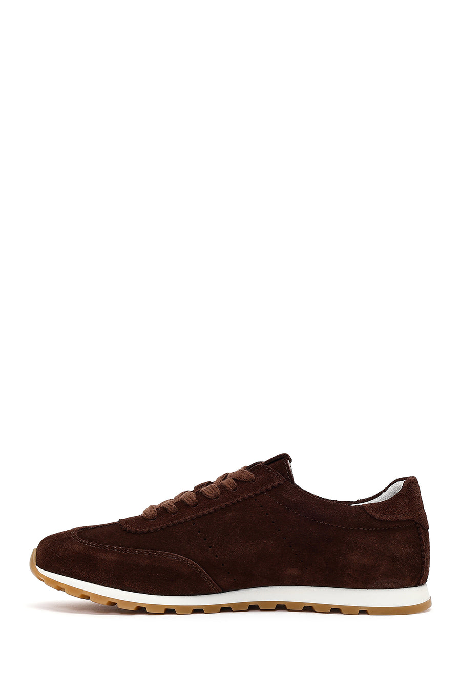 Women's Brown Lace-up Suede Leather Sneaker