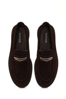 Woman Brown Buckled Thick-Soled Suede Loafer | Derimod