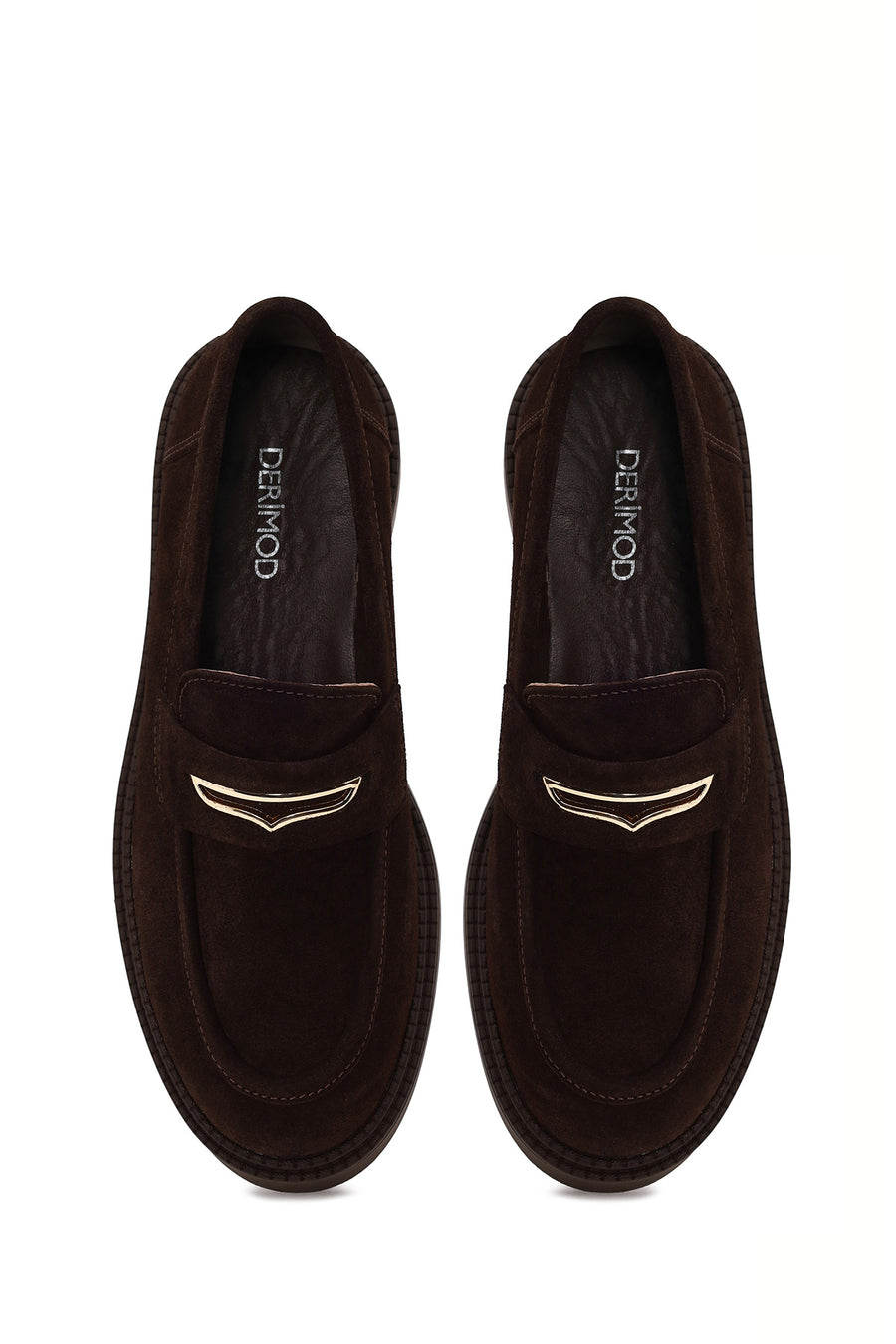 Woman Brown Buckled Thick-Soled Suede Loafer
