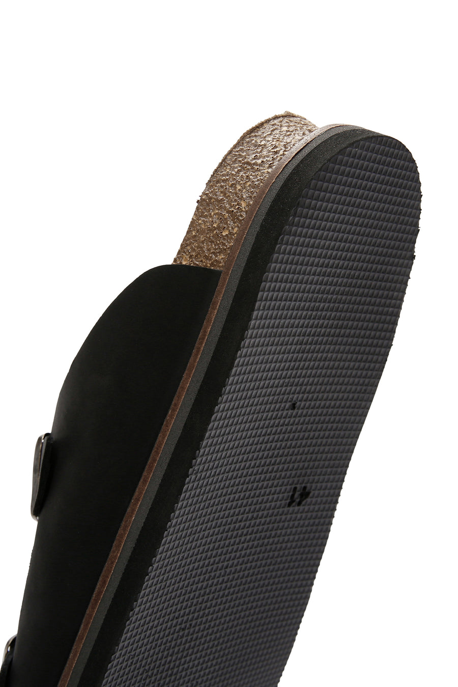 Men's Black Buckled Nubuck Leather Slippers