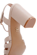 Women's Beige Ankle Strap Chunky Heel Sandals | Derimod