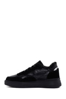 Women's Black Thick Sole Furry Leather Sneaker | Derimod
