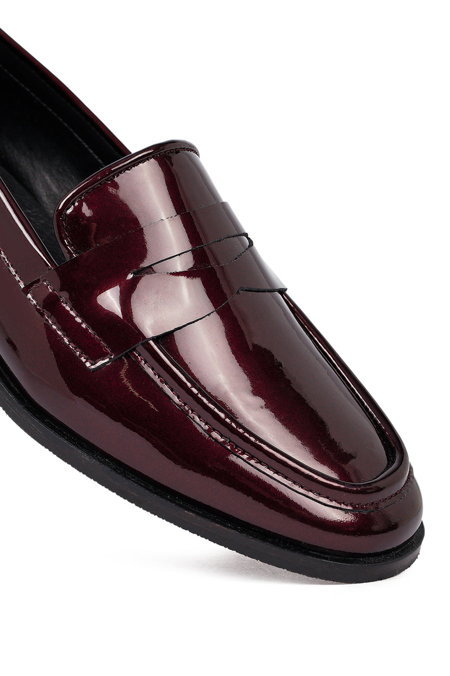 Kadın Bordo Deri Klasik Loafer