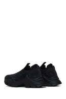 Derimod Zero Women's Black Thick-Soled Jeweled Fabric Sneaker | Derimod