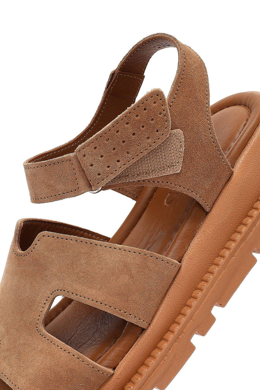 Women's Powder Strappy Thick Soled Suede Leather Comfort Sandals