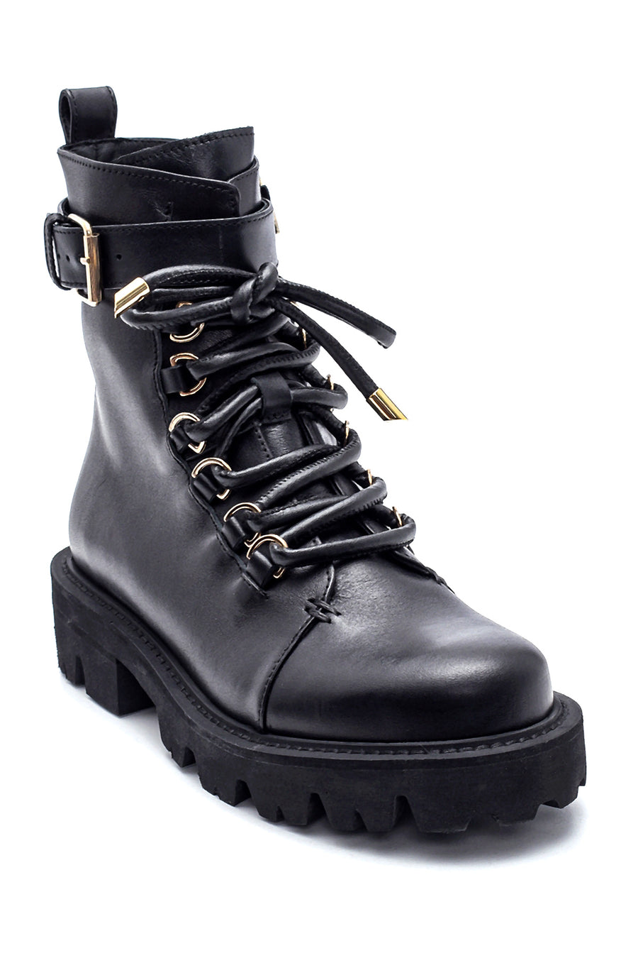 Women's Leather Buckle Detailed Boots