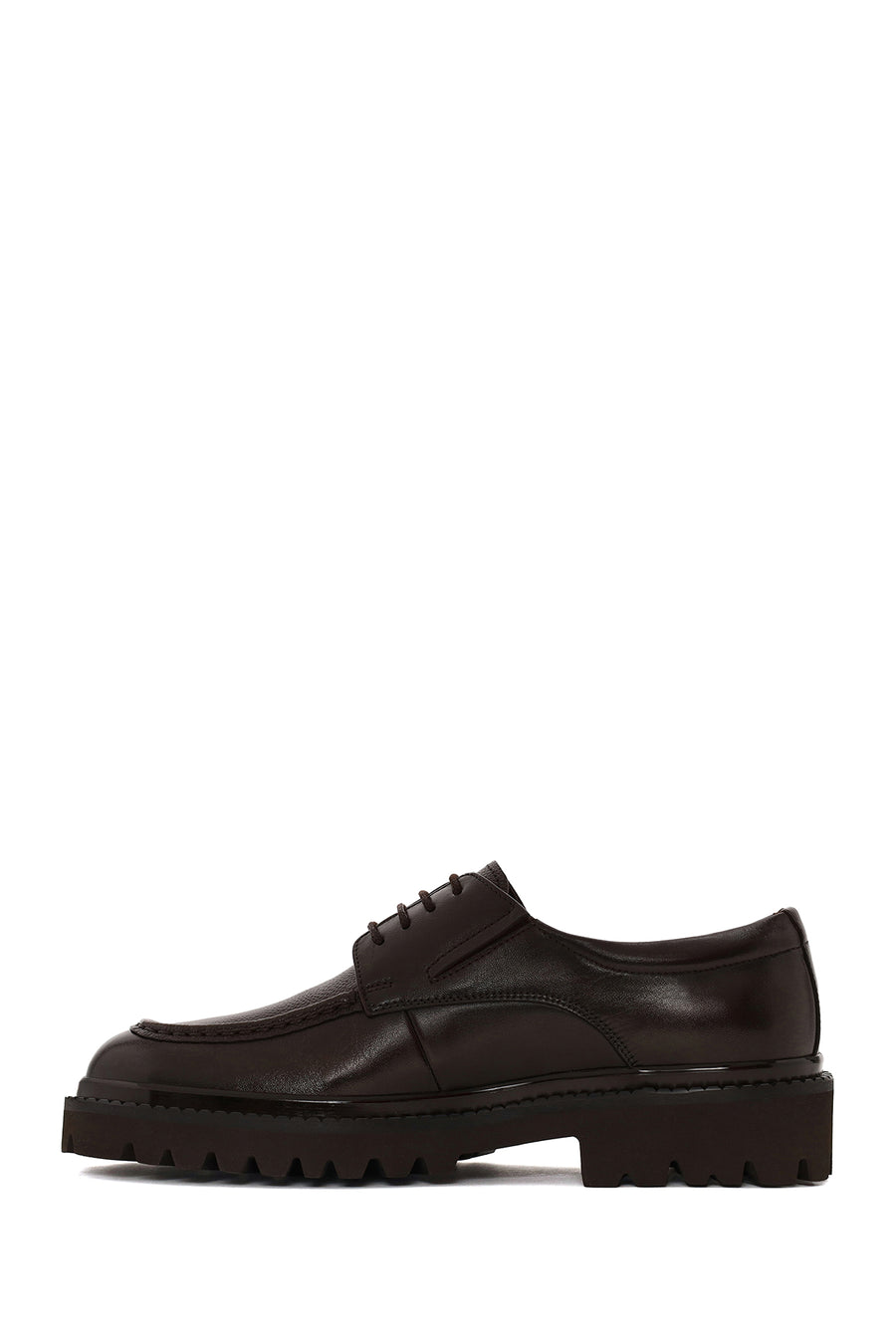 Male Brown Lace-Up Thick-Soled Leather Casual Shoe