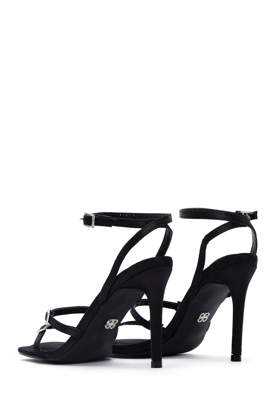 Women's Black Ankle Strap Thin Heel Sandals