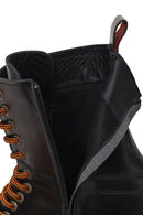 Harley Davidson Male Black Coro Zip Closure Leather Combat Boots | Derimod