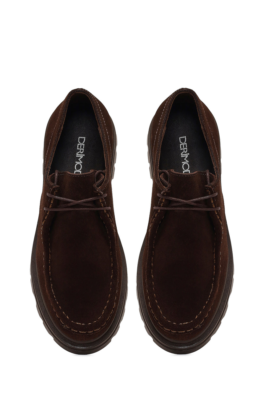 Woman Brown Lace-up Suede Masculine Shoes