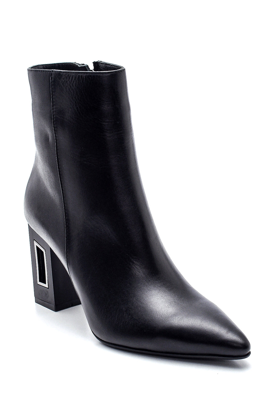 Women's Leather Heel Detailed Boots