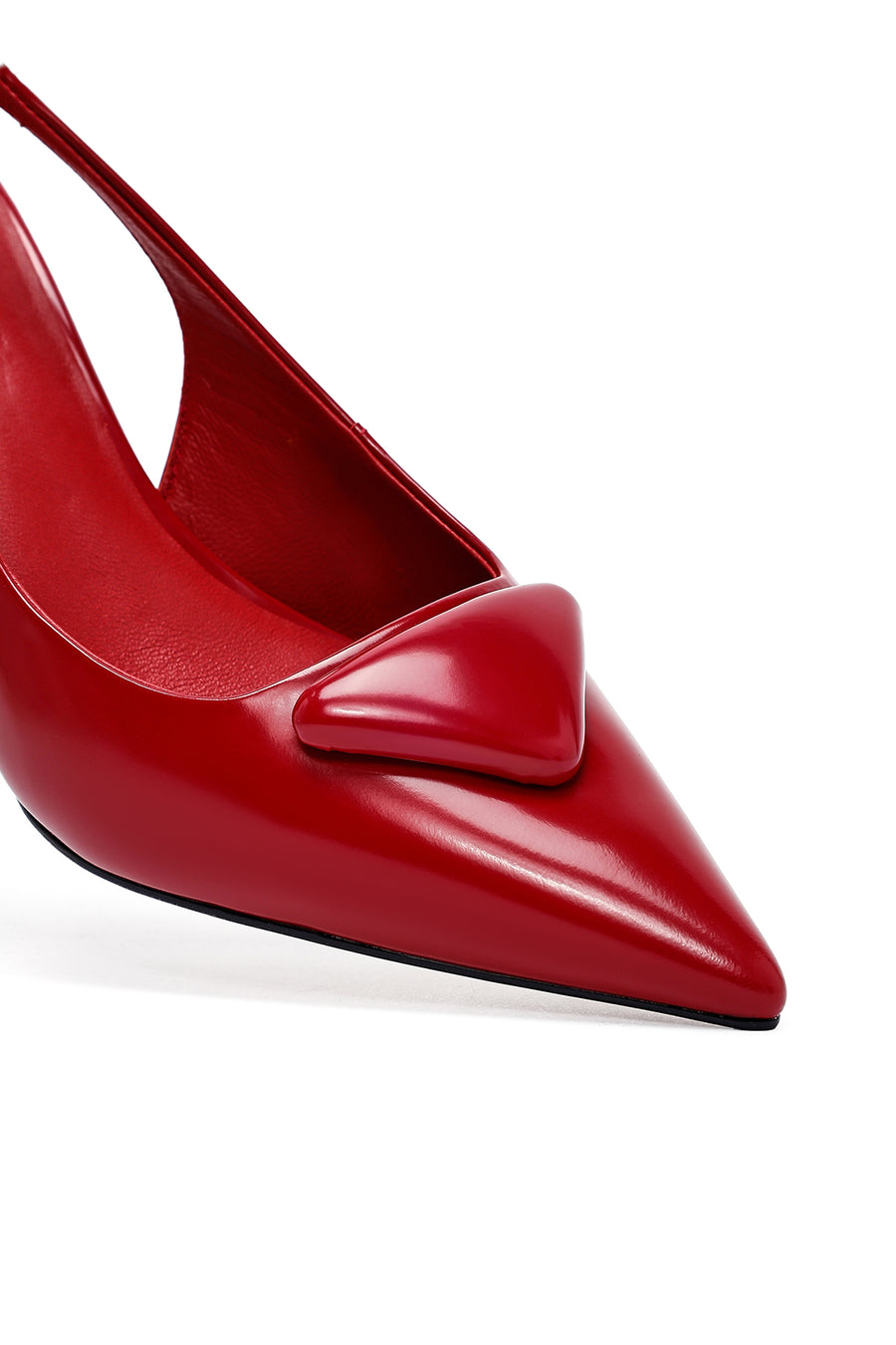 Women's Red Slingback Thin Heel Leather Shoes