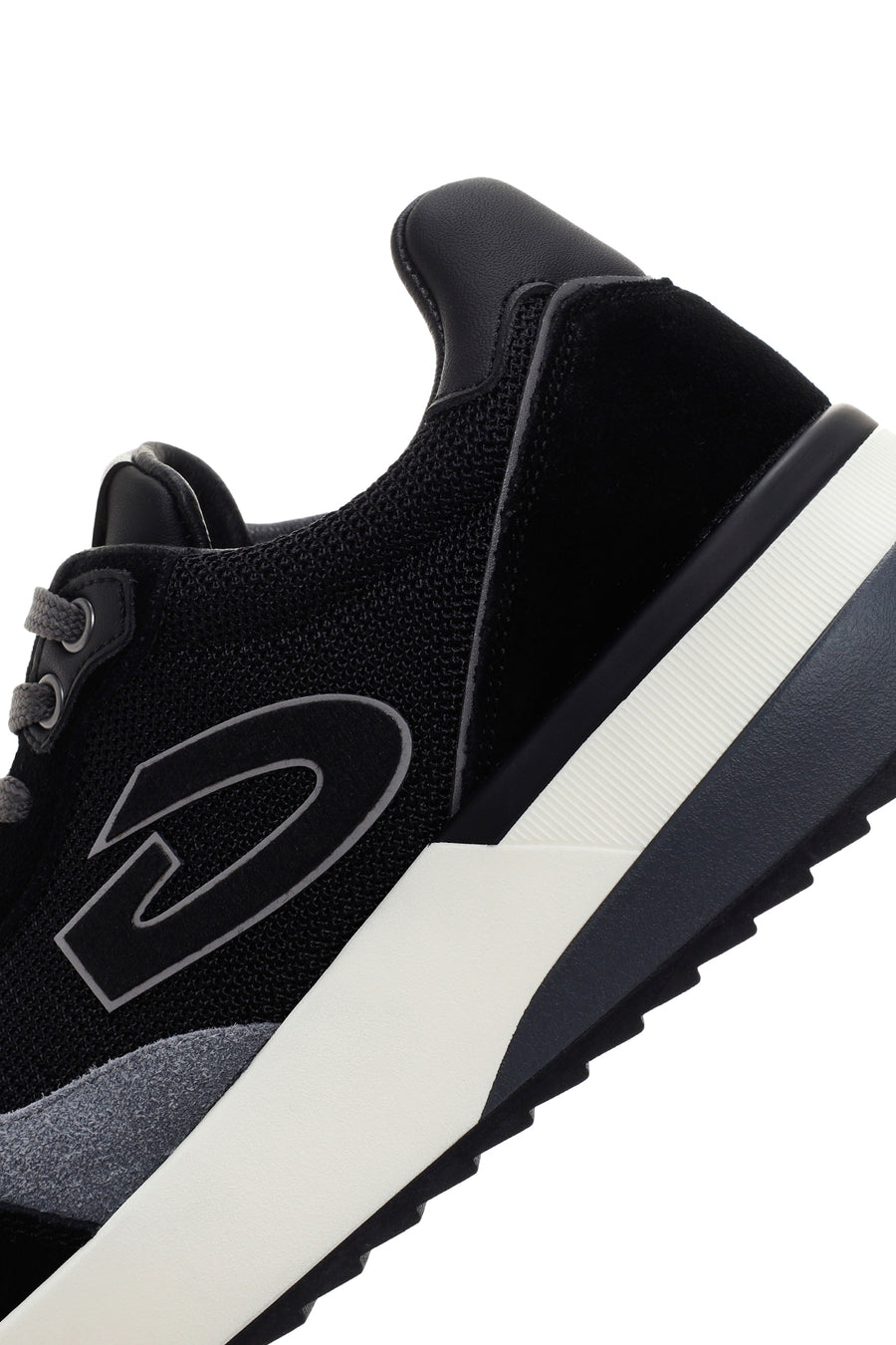 Alberto Guardiani Men's Black Gray Winner Thick Soled Leather Sneaker