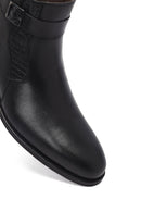 Men's Black Zippered Buckle Detail Leather Classic Boat | Derimod