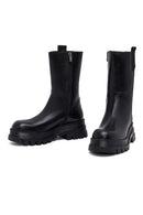 Woman Black Zippered Thick Sole Leather Boat | Derimod