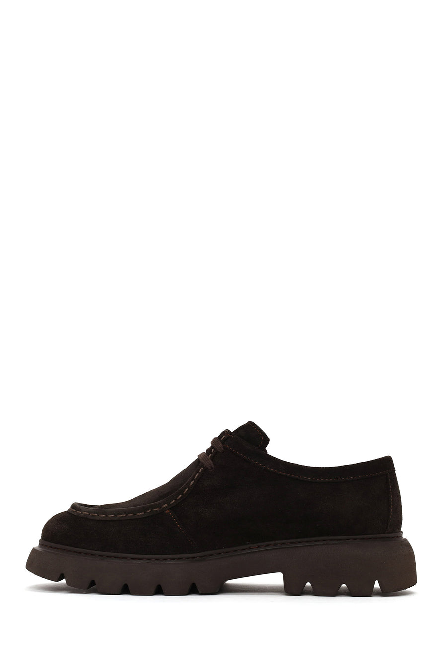 Male Brown Lace-Up Thick-Soled Suede Casual Shoes
