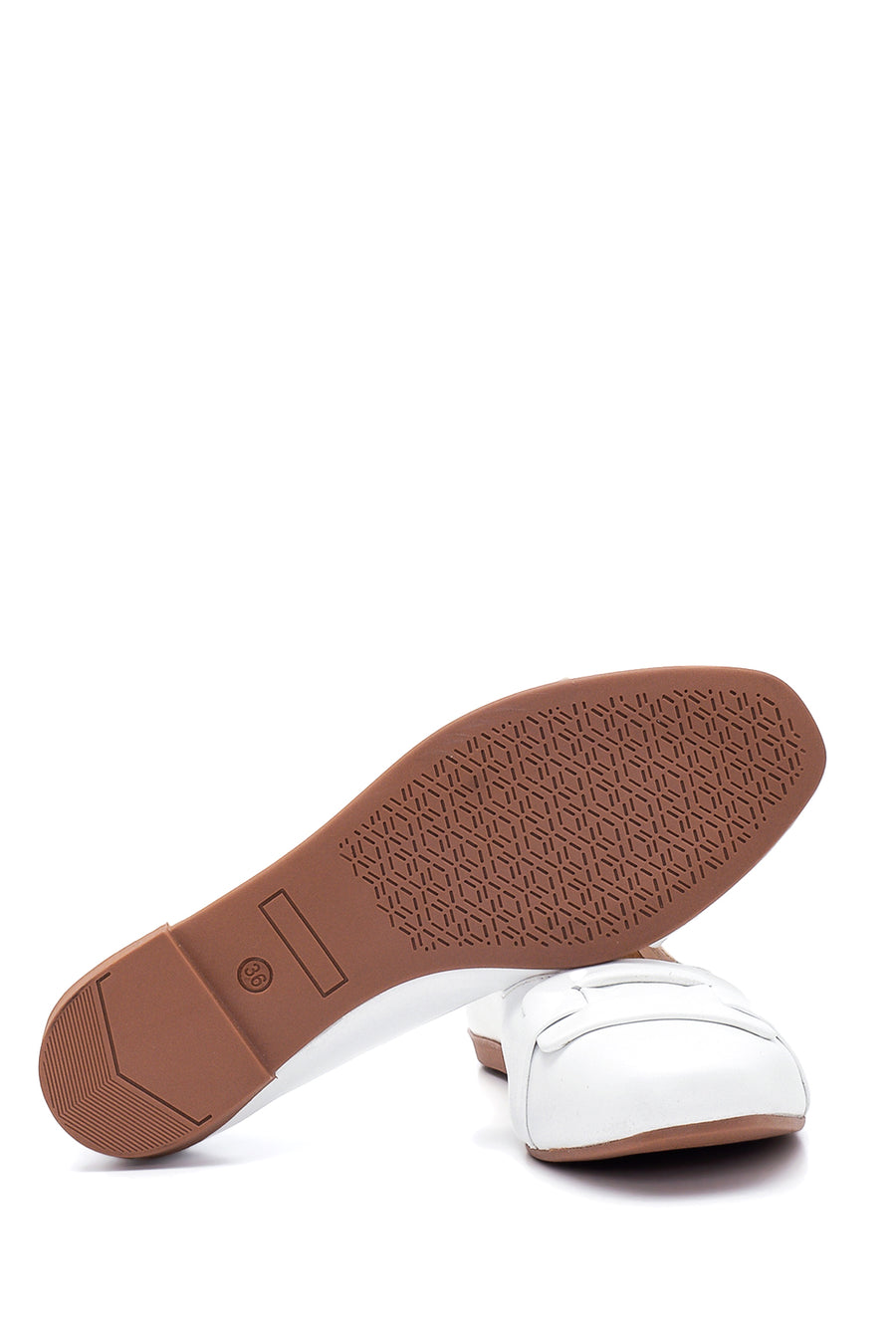 Women's White Leather Casual Ballerinas