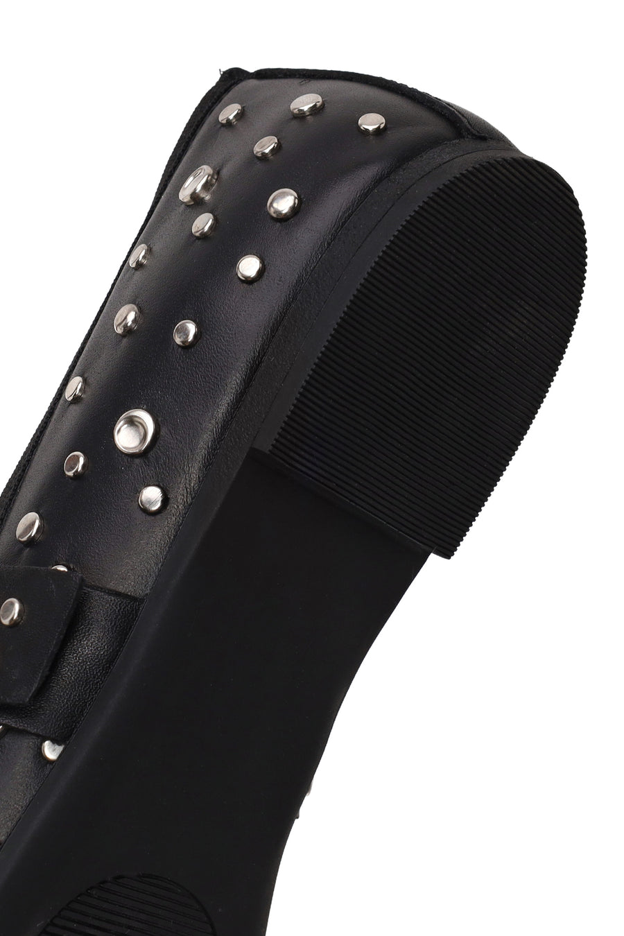 Women's Black Buckled Stoned Leather Ballerinas
