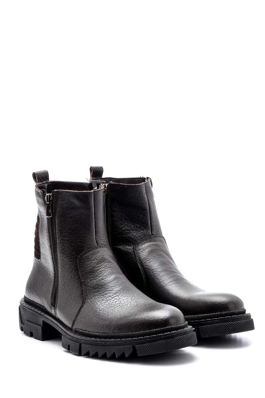 Men's Zippered Leather Boots