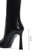 Women's Black Leather Heeled Boots | Derimod