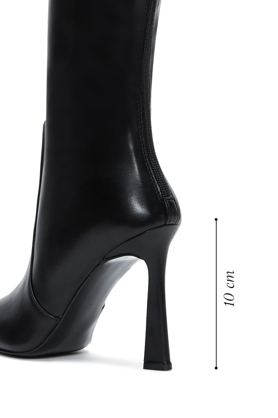 Women's Black Leather Heeled Boots