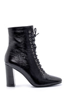 Women's Leather Patent Leather Heeled Boots | Derimod