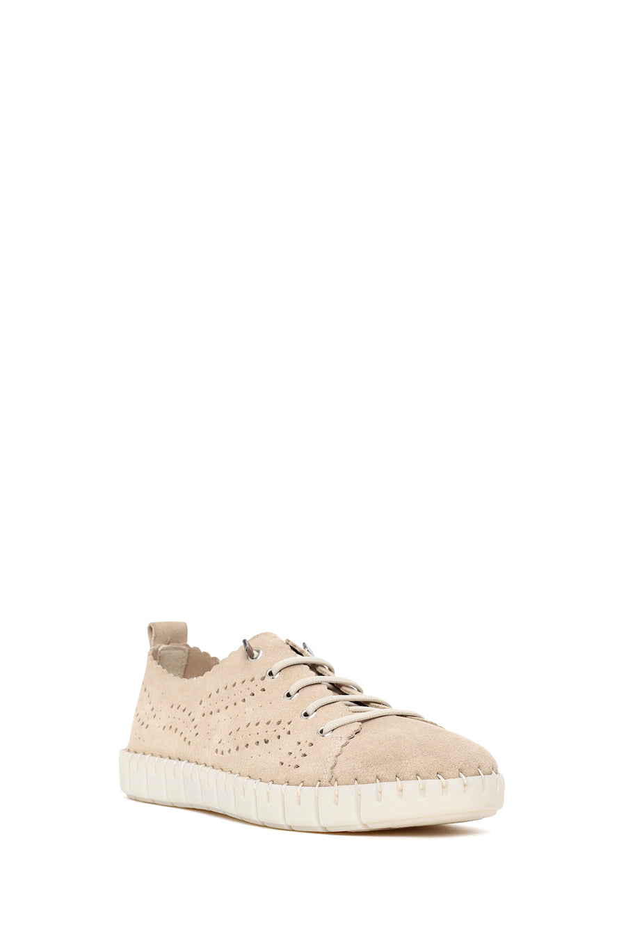 Woman Beige Lace-up Suede Comfort Shoes
