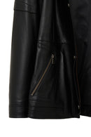 Hillary Women's Black Collar Fur Hooded Leather Coat | Derimod