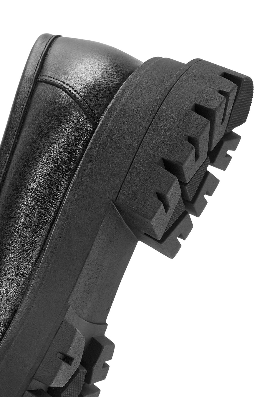 Women's Black Buckle Detailed Leather Masculine Loafer