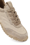 Kadın Bej Bağcıklı Deri Sneaker | Derimod