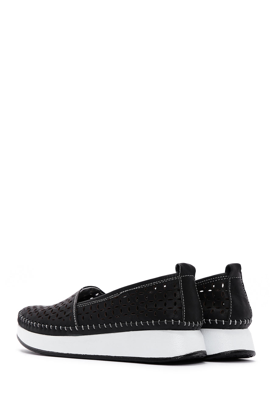 Kadın Siyah Kalın Tabanlı Deri Konfor Loafer