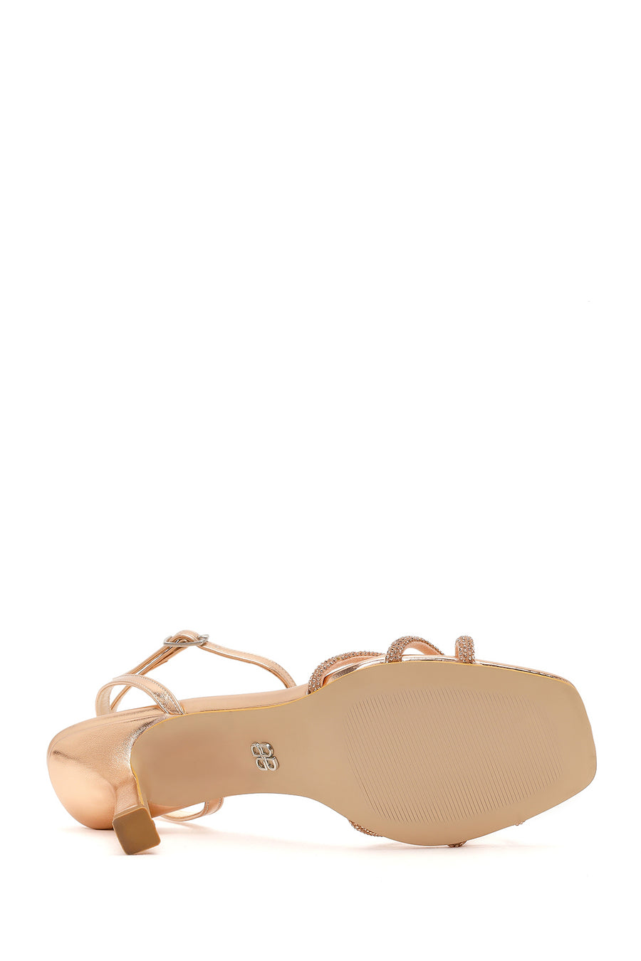 Women's Pink Ankle Buckle Stoned Thin Heel Sandals
